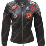 Top Gun Womens Vegan Black Leather Jacket