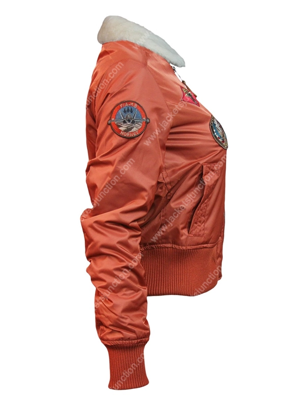 Womens Top Gun Bomber Jacket with Patches