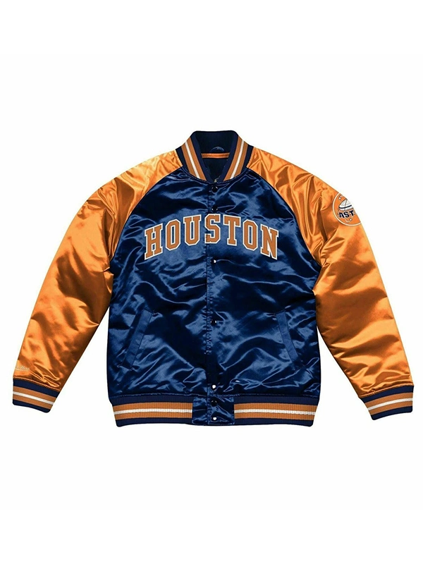 Men's Houston Astros Letterman Blue and Orange Jacket