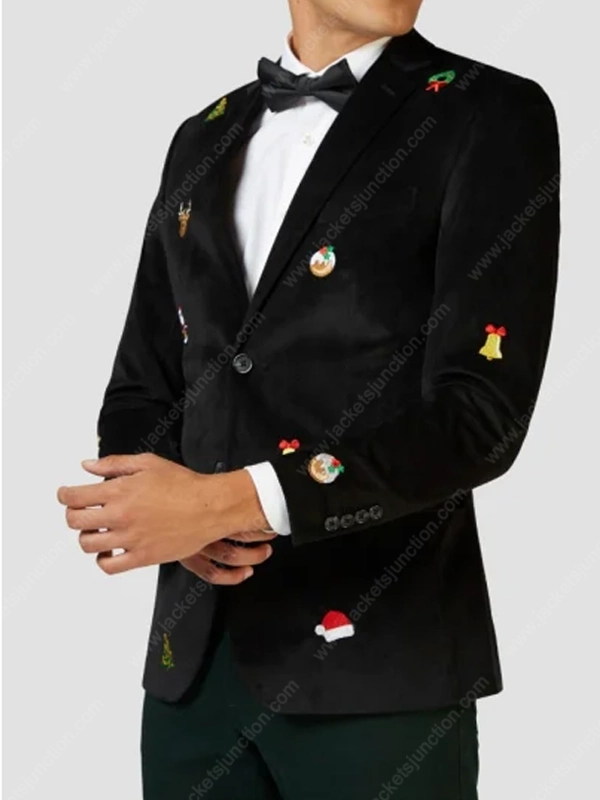 Mens Christmas Black Blazer