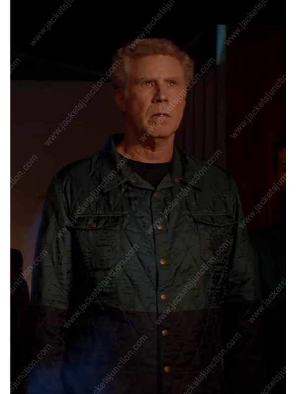 Spirited Will Ferrell Green Quilted Jacket