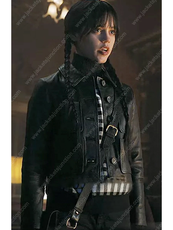 Wednesday Jenna Ortega Black Leather Jacket