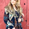 Yellowstone Beth Dutton Blue Tribal Coat