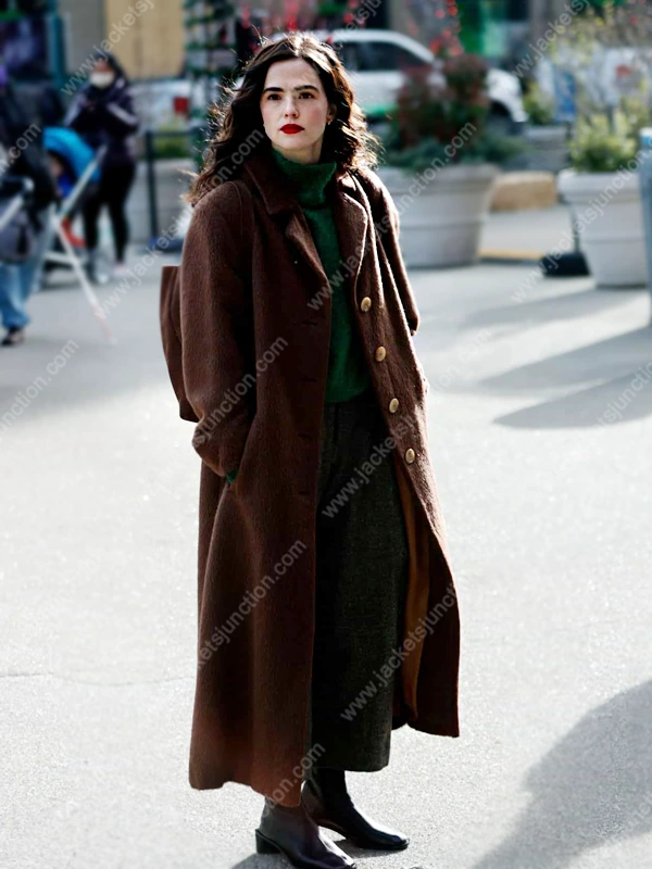 Zoey Deutch Brown Coat