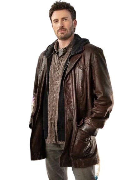 Chris Evans Red One Brown Leather Jacket