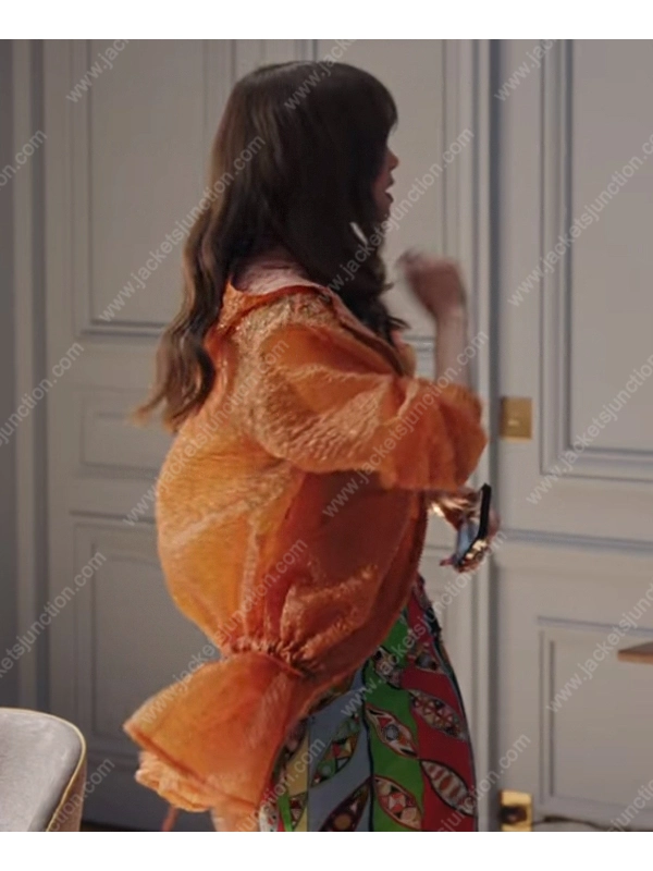 Emily In Paris S03 Lily Collins Orange Hooded Jacket