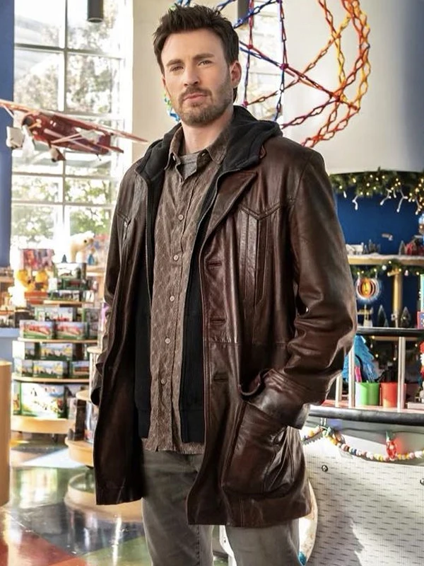 Jack O’Malley Red One Chris Evans Brown Leather Jacket