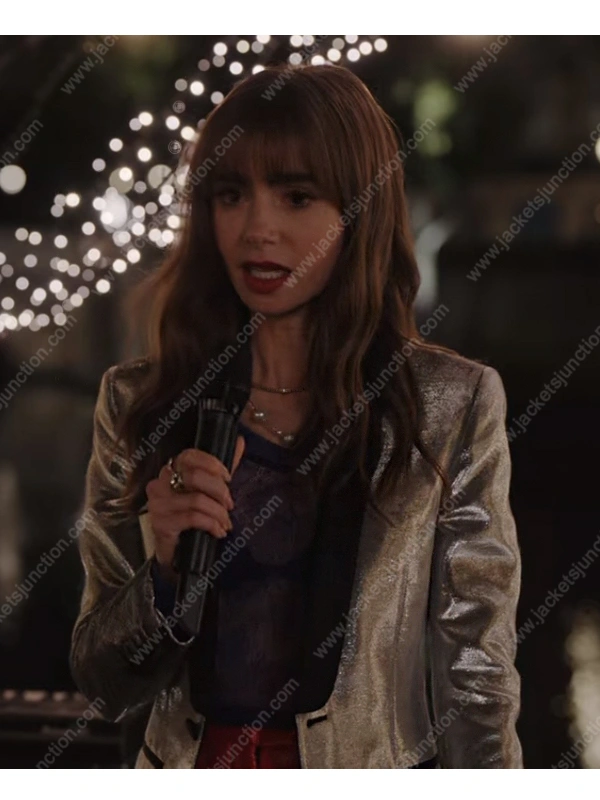 Emily In Paris S03 Lily Collins Silver BlazerEmily In Paris S03 Lily Collins Silver Blazer