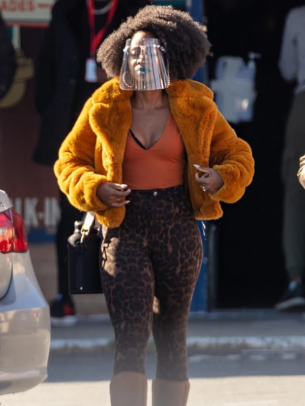 Teyonah Parris Orange Shearling Jacket