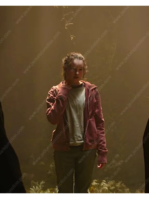 The Last of Us 2023 Bella Ramsey Red Zip Up Hoodie - Copy