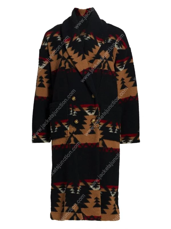 Kelly Reilly Printed Black Coat