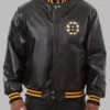 Boston Bruins Black Leather Varsity Jacket