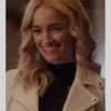 Brianne Howey Georgia Miller White Cropped Leather Jacket