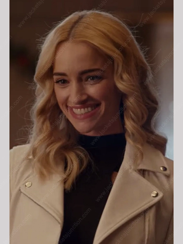 Brianne Howey Georgia Miller White Cropped Leather Jacket