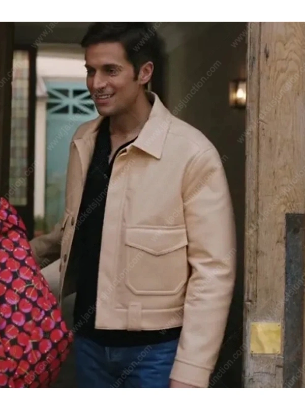 Gabriel Emily in Paris S03 Beige Leather Jacket