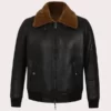 Mens Black Bomber Aviator Shearling Jacket