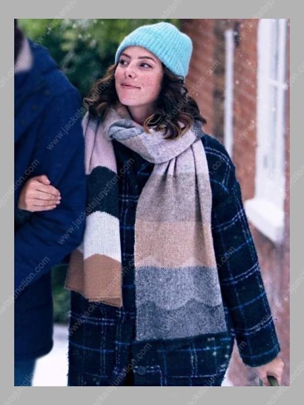 Kaya Scodelario This Is Christmas Emma Plaid Coat