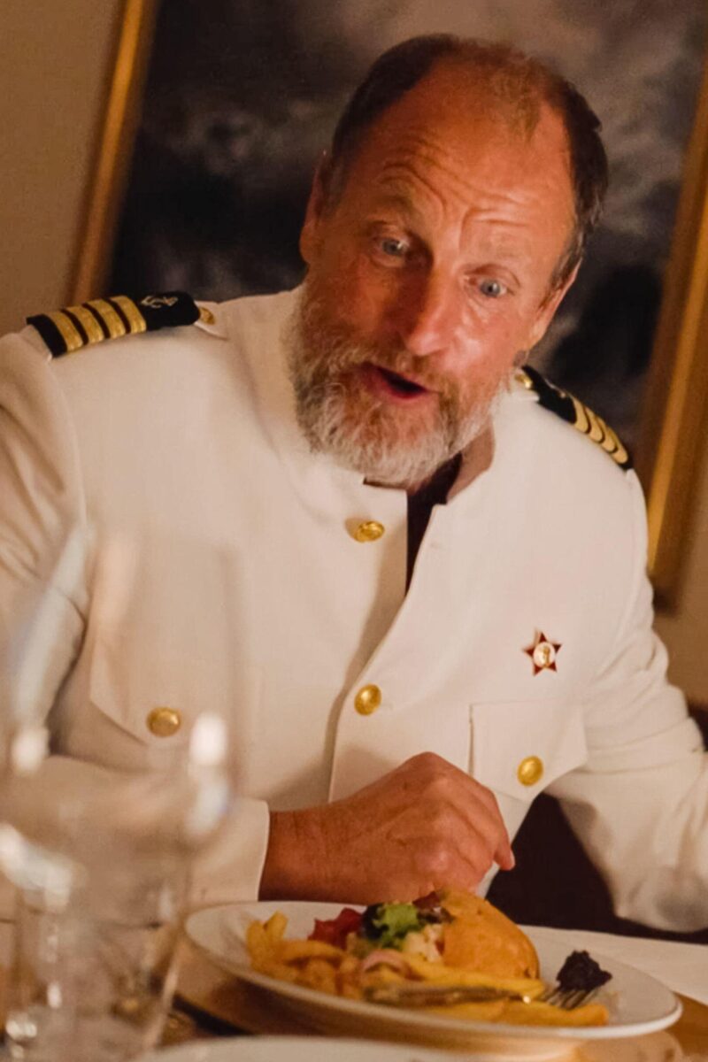 Woody Harrelson Triangle of Sadness The Captain White Coat