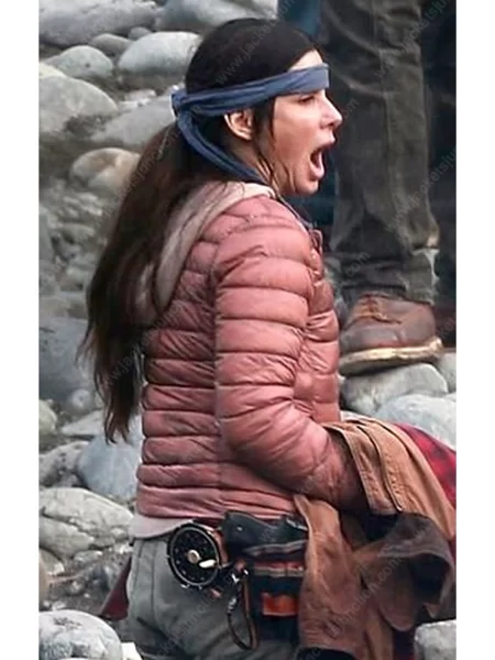 Bird Box Sandra Bullock Pink Puffer Jacket