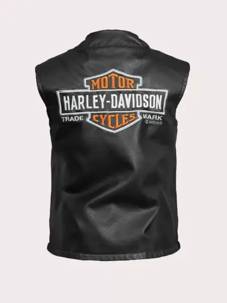 Black Harley Davidson Leather Vest