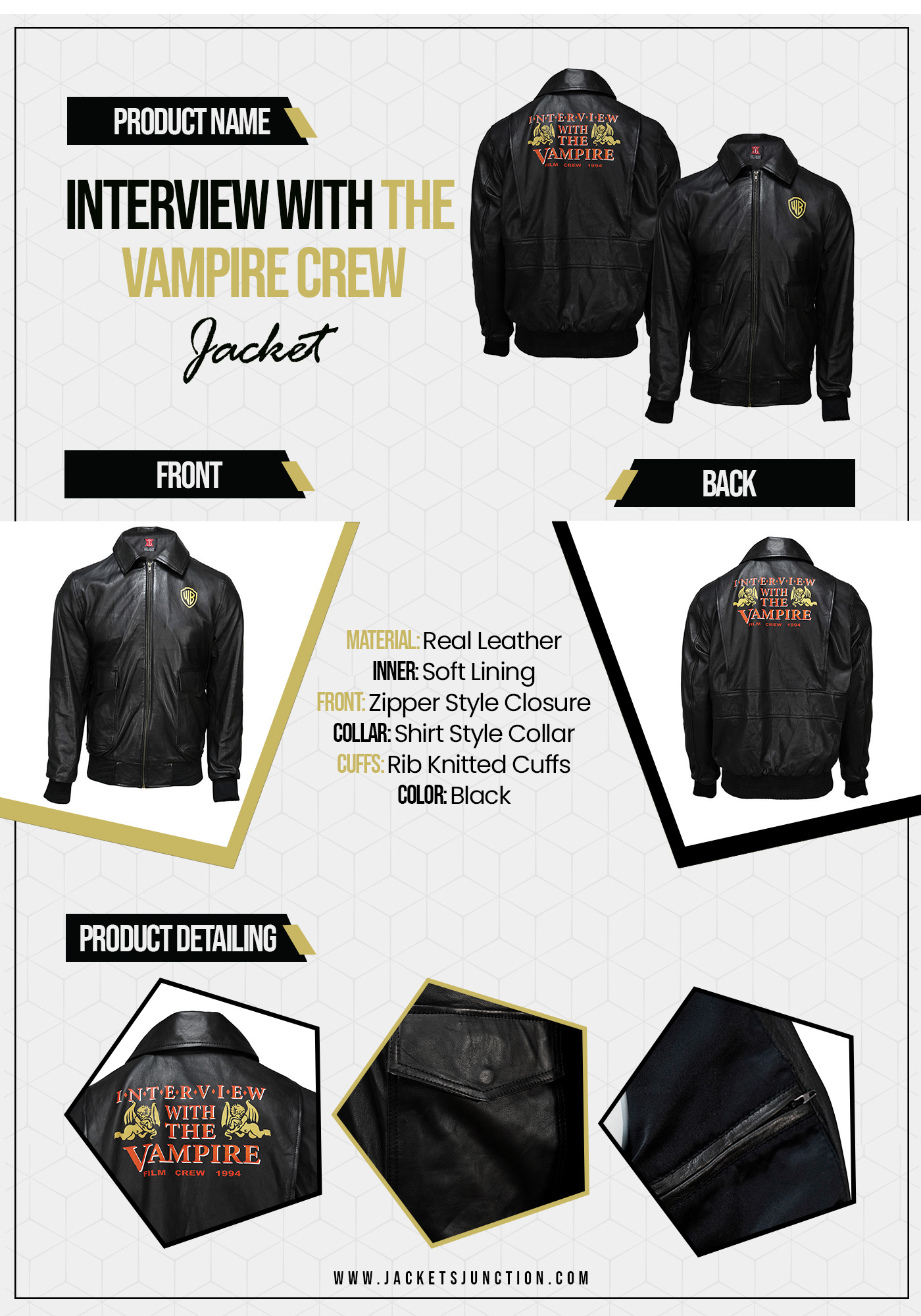 Interview with The Vampire Crew Leather Jacket