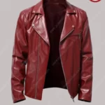 Mens Winter Red Motorbike Leather Jacket