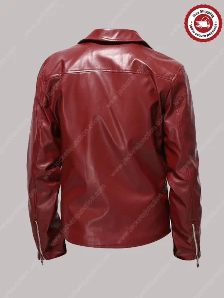 Mens Winter Red Motorbike Leather Jacket