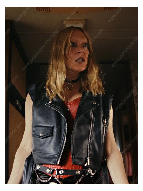 Poker Face Ruby Ruin Black Leather Vest