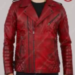 Burke Distressed Red Motorcycle Leather Jacket