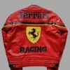 Vintage Red Leather Ferrari F1 Racing Jacket