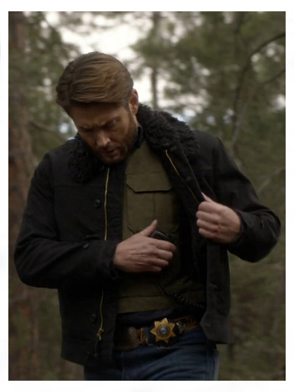 Big Sky S03 Jensen Ackles Black Jacket | Beau Arlen Fur Collar Jacket