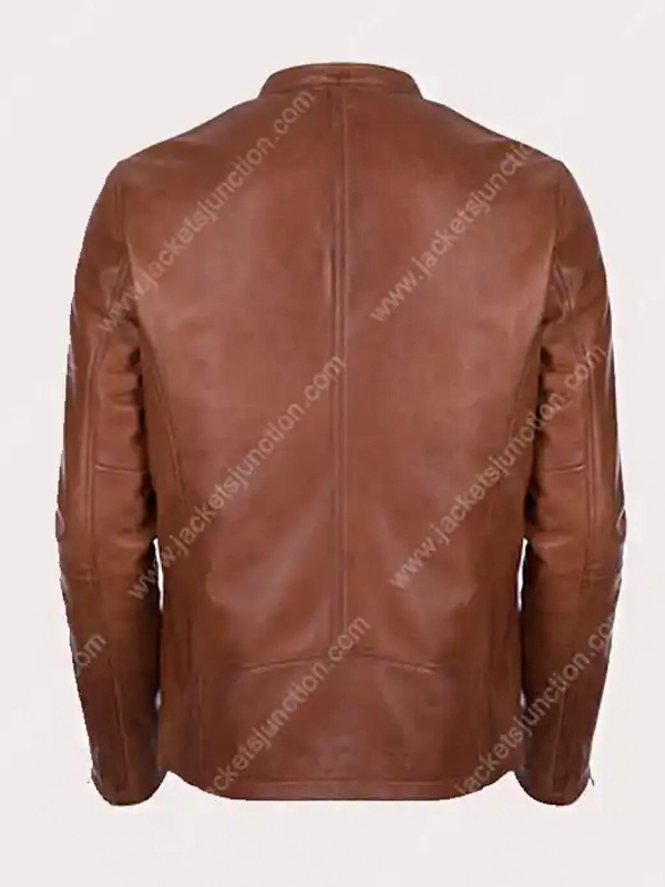 Brown Cafe Racer Leather Jacket for Mens