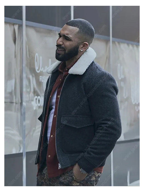 Harlem Tyler Lepley Black Shearling Bomber Jacket