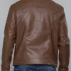 Mens Brown Shirt Collar Leather Jacket