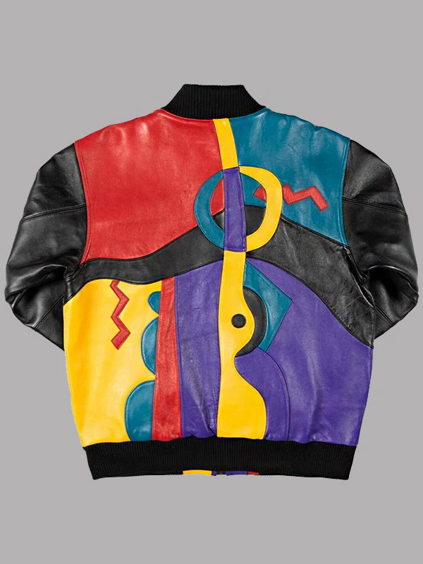 Pelle Pelle Picasso Plush Multicolor Leather Bomber Jacket