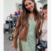 The Tutor 2023 Victoria Justice Brown Suede Jacket