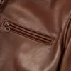 Brown Waxed Natural Pebbled Cowhide Leather Jacket