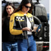 Aspen Trip 2023 Kendall Jenner Black & Yellow Leather Jacket