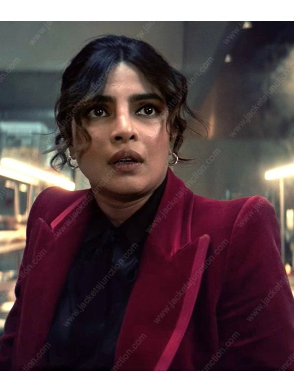 Citadel 2023 Priyanka Chopra Jonas Red Velvet Blazer