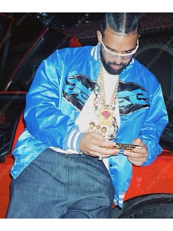 Drake Jumbotron Shit Poppin Bape Ape Blue Varsity Jacket