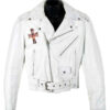 Guns N Roses Paradise City White Leather Biker Jacket