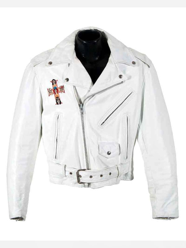 Guns N Roses Paradise City White Leather Biker Jacket