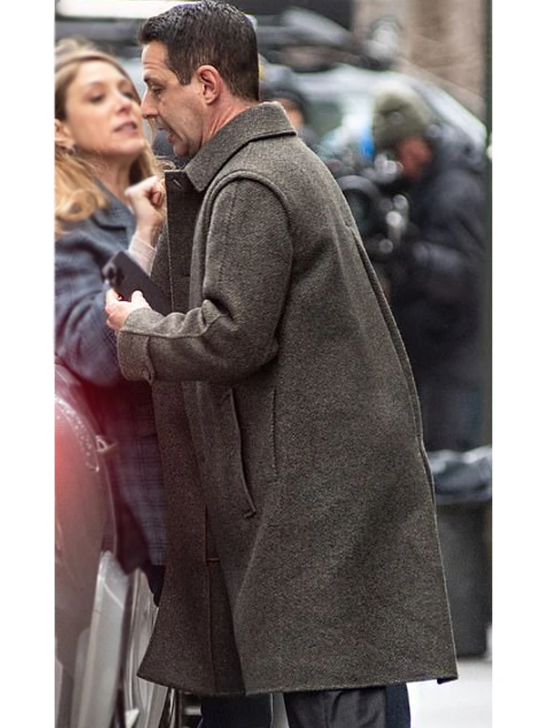 Jeremy Strong Gray Mid-Length Coat