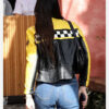 Kendall Jenner Aspen Trip 2023 Black & Yellow Leather Jacket