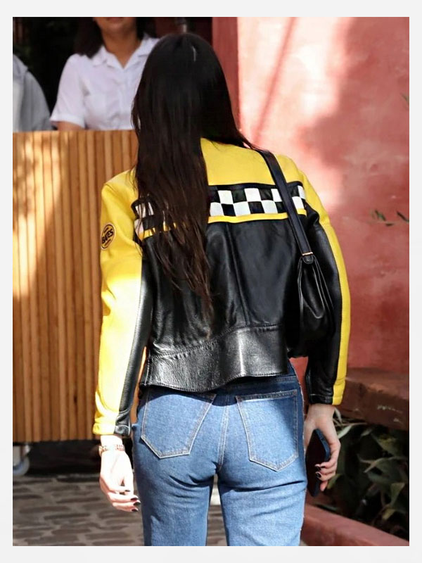 Kendall Jenner: Leather Jacket, Black Leggings