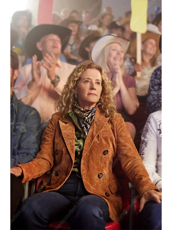 Nancy Travis Brown Suede Leather Coat