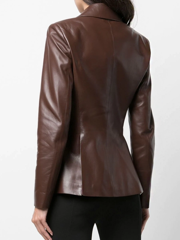 Succession S04 Sarah Snook Brown Leather Blazer