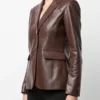 Succession S04 Shiv Roy Brown Leather Blazer