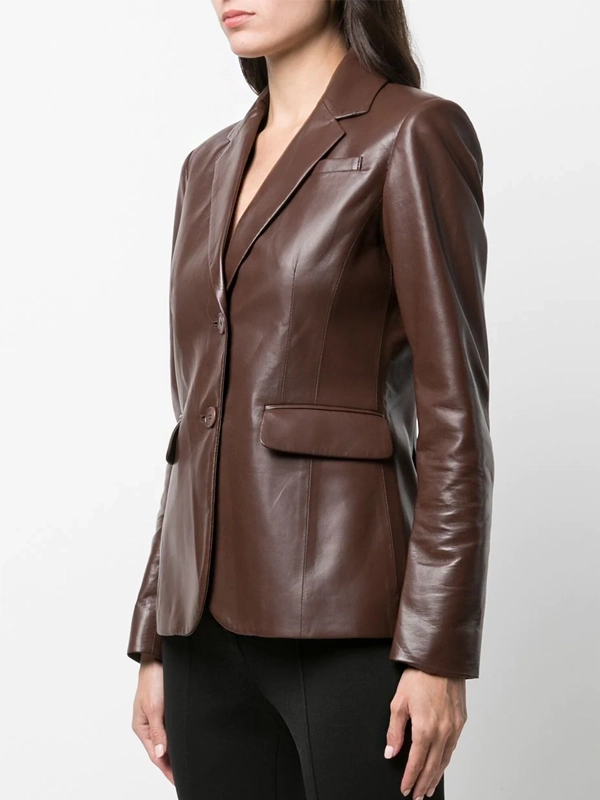 Succession S04 Shiv Roy Brown Leather Blazer