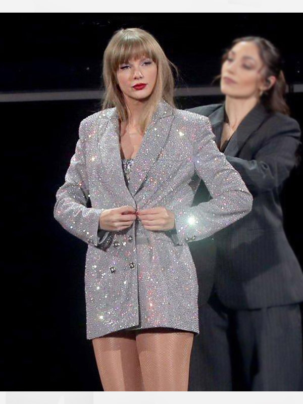 Taylor Swift Eras Tour Silver Blazer | Taylor Swift Silver Sequin Coat
